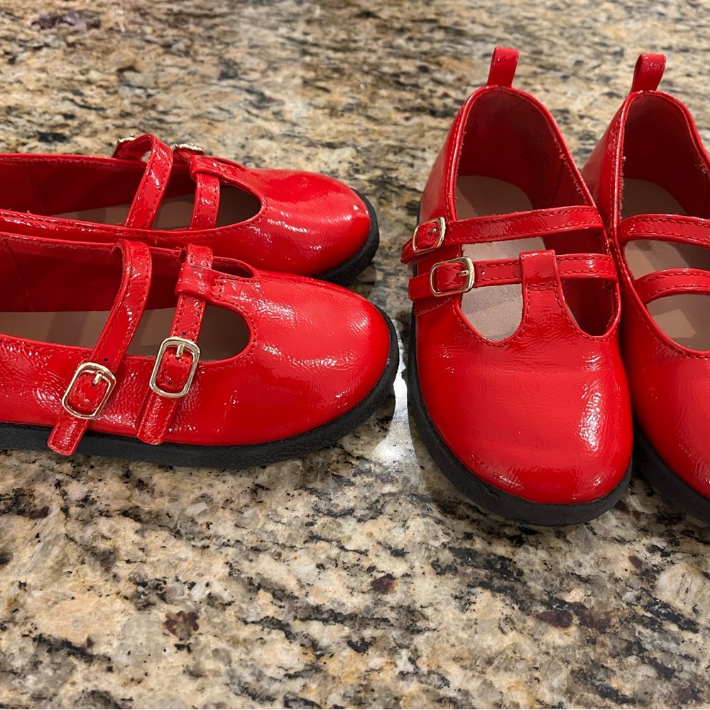 Bundle of Red Kids Shoes with Buckle Straps (size 9 and 10)